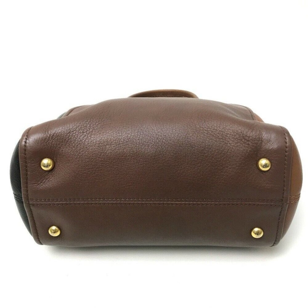 Authentic FENDI Chameleon Hand Bag Shoulder Bag 2way bag Brown Leather - Picture 5 of 10